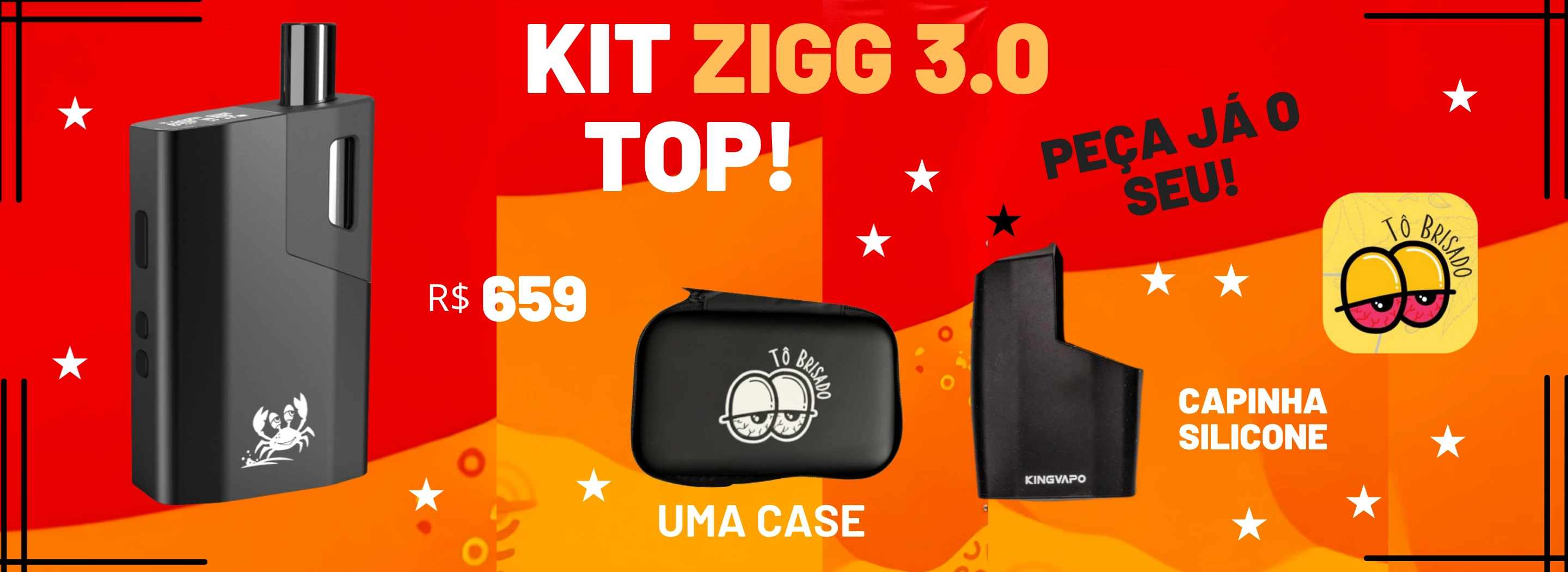 Kit Zigg 3.0 Top por R$ 659: vaporizador com case e capinha de silicone
